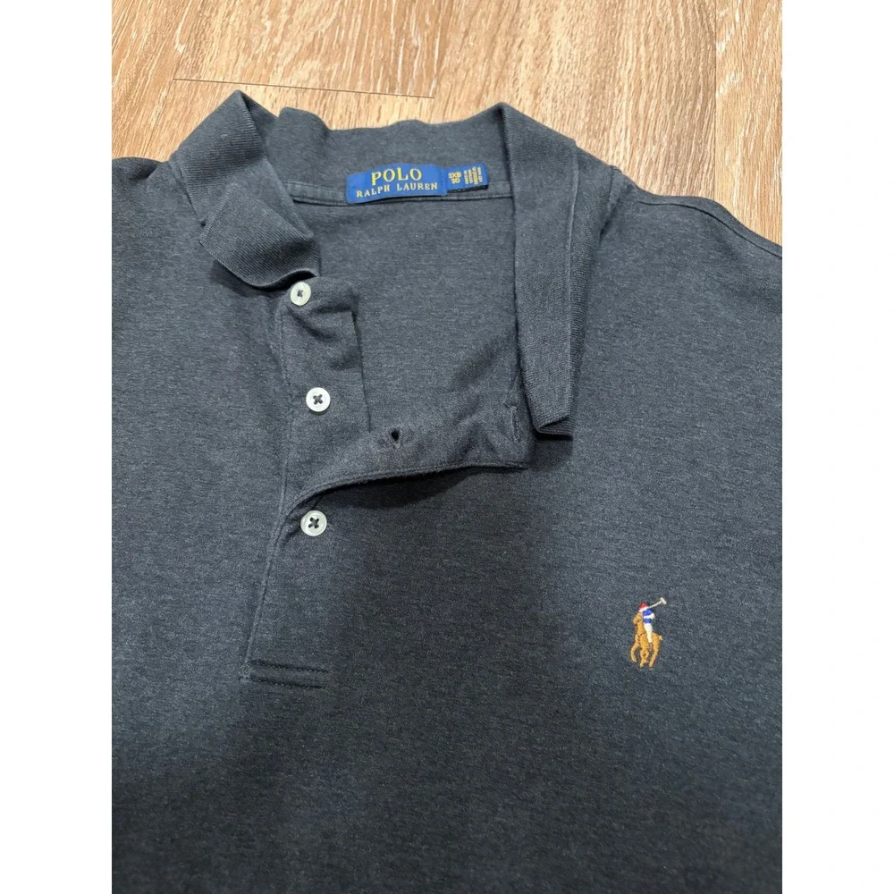 Polo Ralph Lauren Mens 3XB Big & Tall Charcoal Grey Short Sleeve Polo Shirt Logo